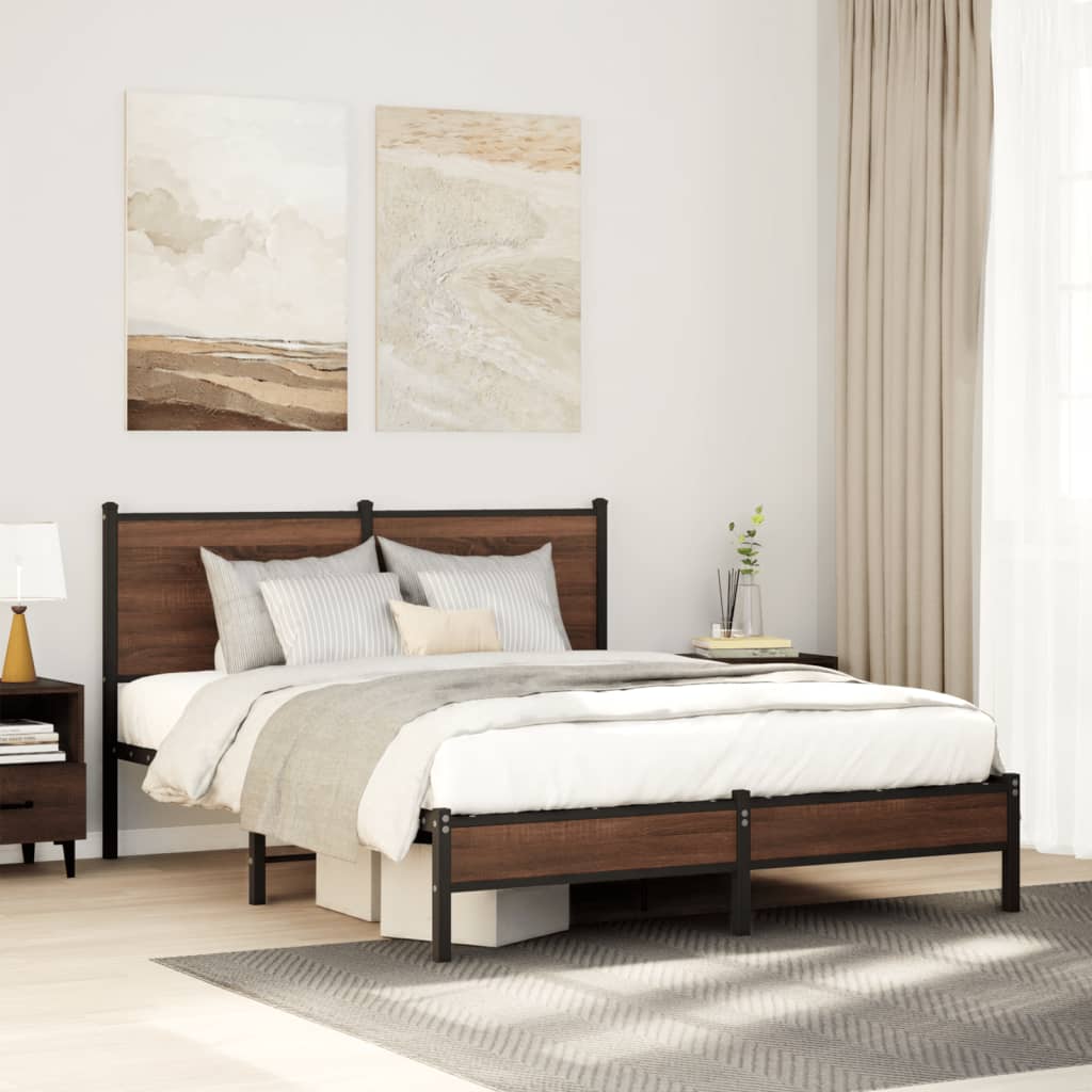 Giroletto senza Materasso in Metallo Rovere Marrone 140x200 cm