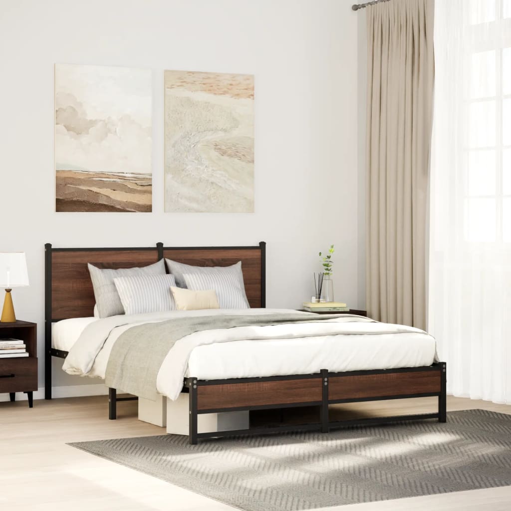 Giroletto senza Materaso in Metallo Rovere Marrone 137x190 cm