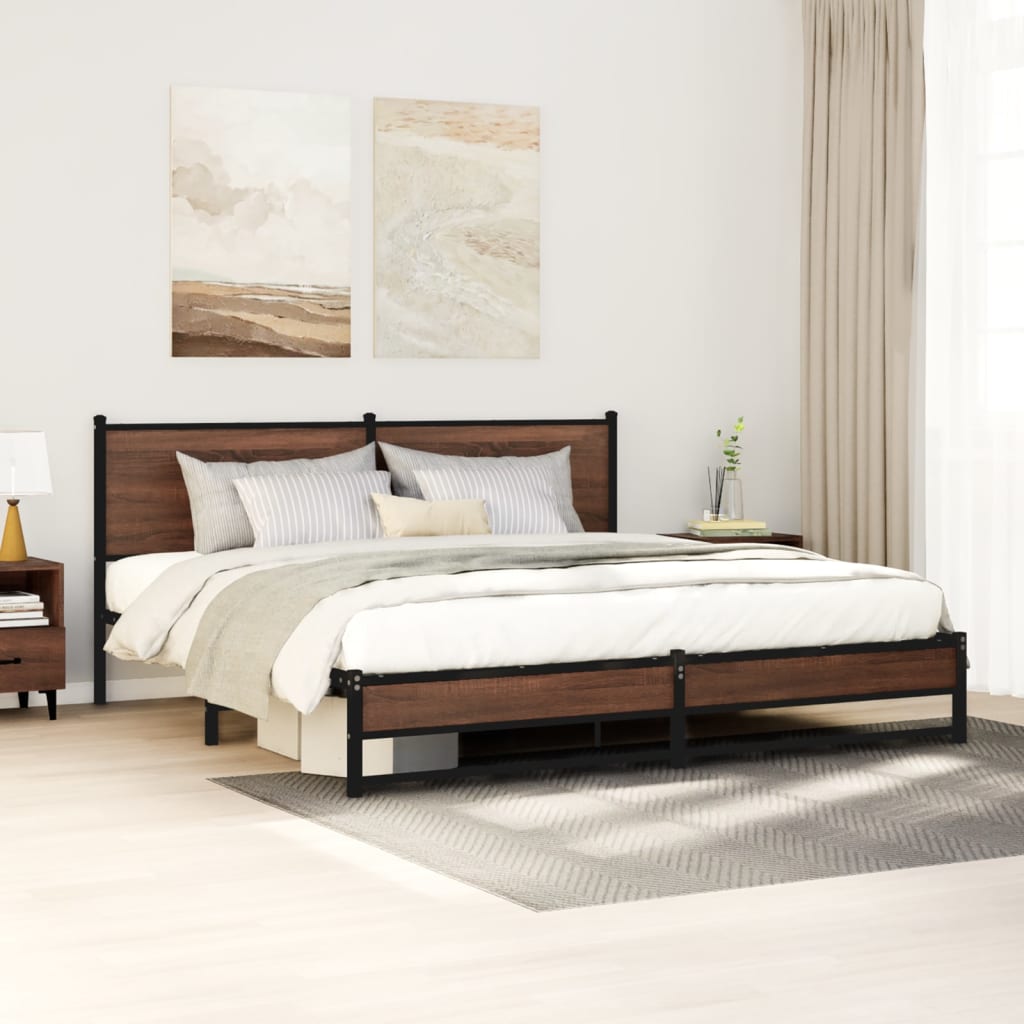 Giroletto senza Materaso in Metallo Rovere Marrone 160x200 cm