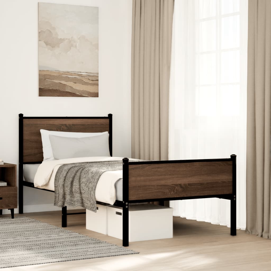 Giroletto senza Materasso in Metallo Rovere Marrone 80x200 cm