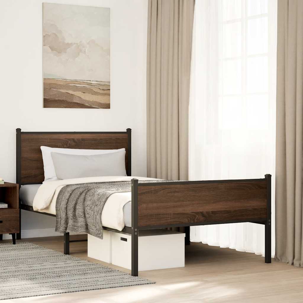 Giroletto senza Materasso in Metallo Rovere Marrone 100x200 cm | homemem39