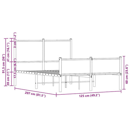 Giroletto senza Materasso in Metallo Rovere Marrone 120x200 cm - homemem39