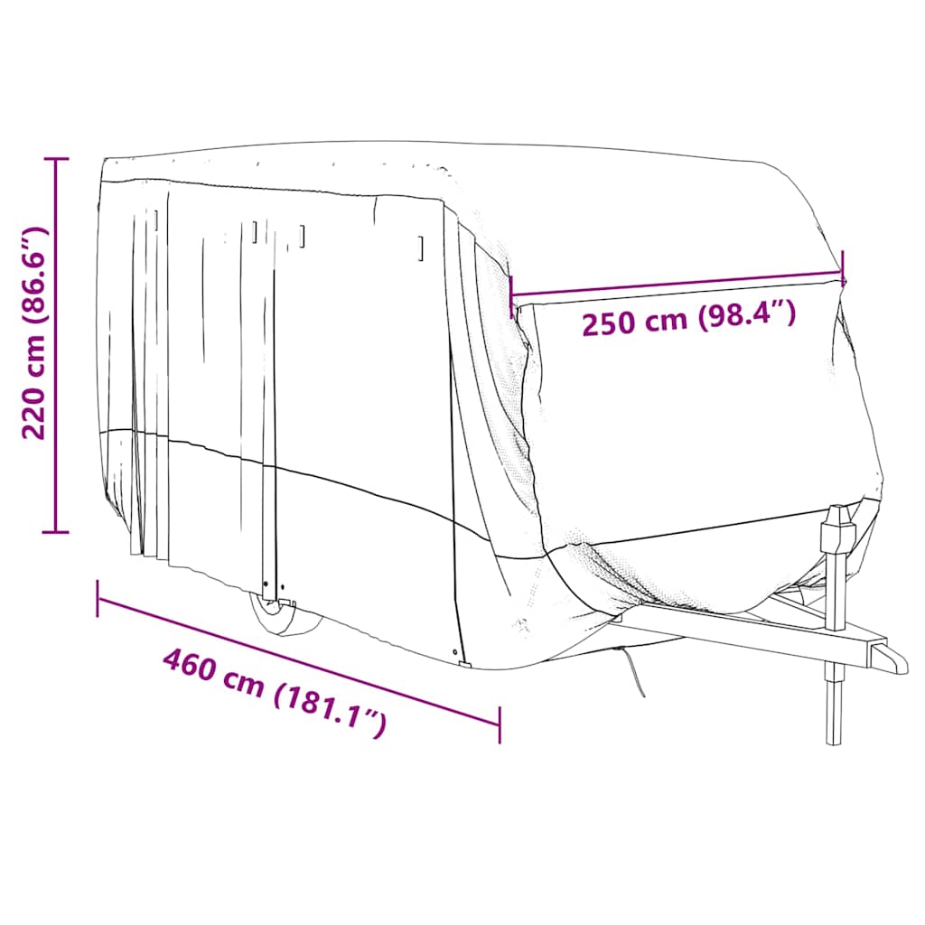 Telo per Roulotte Grigio 460x250x220 cm in Tessuto Non Tessuto | homemem39