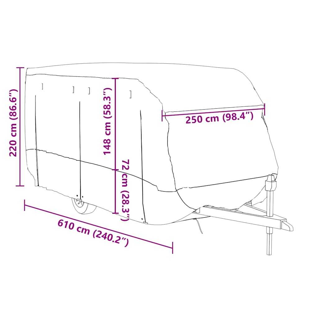 Telo per Roulotte Grigio 610x250x220 cm in Tessuto Non Tessuto | homemem39