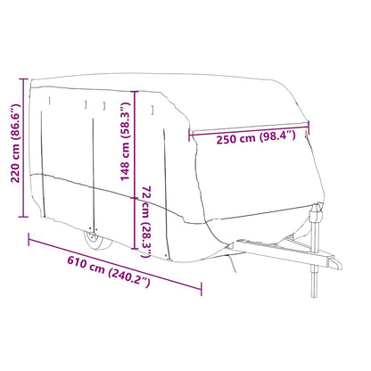 Telo per Roulotte Grigio 610x250x220 cm in Tessuto Non Tessuto | homemem39