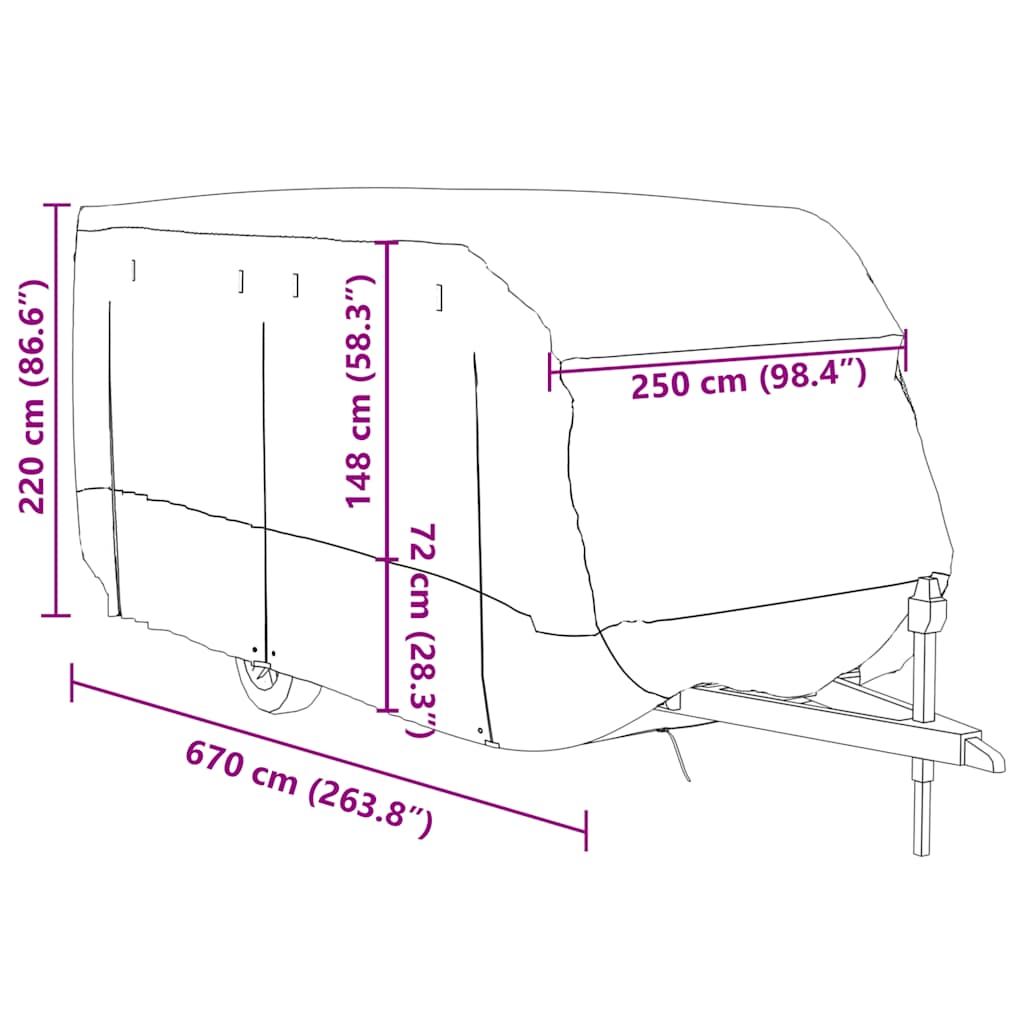 Telo per Roulotte Grigio 670x250x220 cm in Tessuto Non Tessuto | homemem39