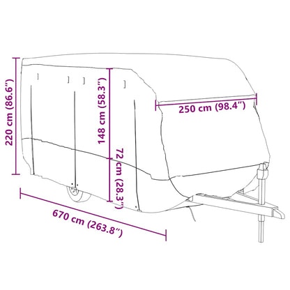 Telo per Roulotte Grigio 670x250x220 cm in Tessuto Non Tessuto | homemem39