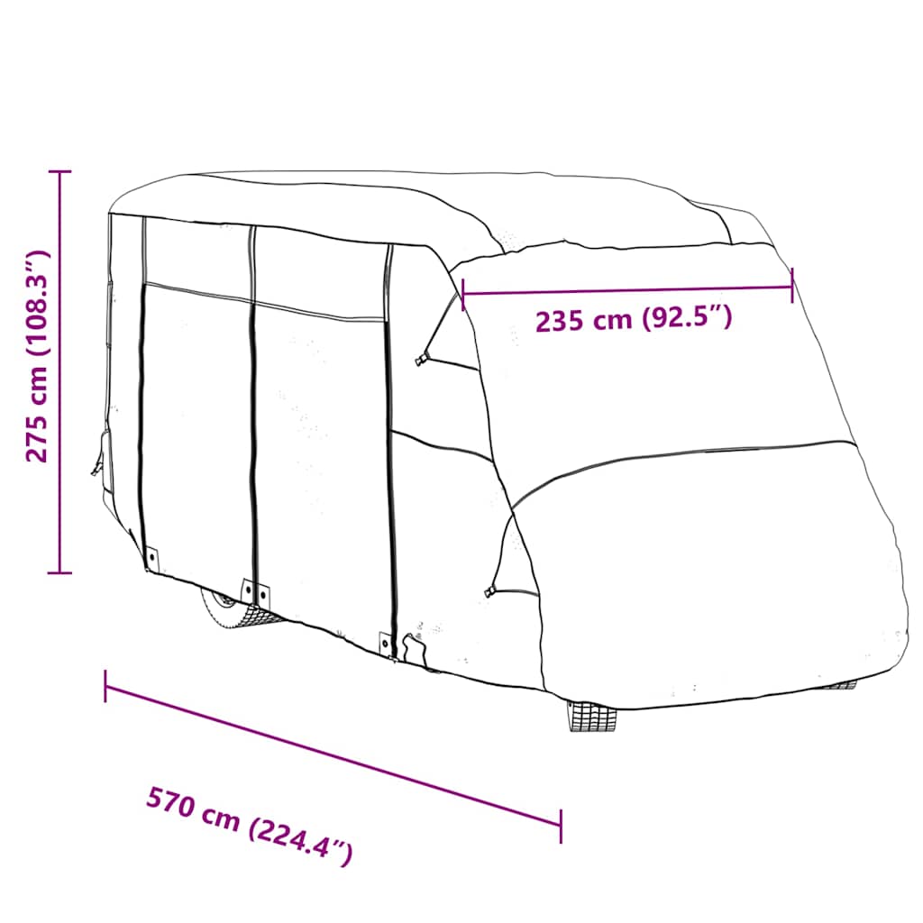 Telo per Camper Grigio 570x235x275 cm in Tessuto Non Tessuto