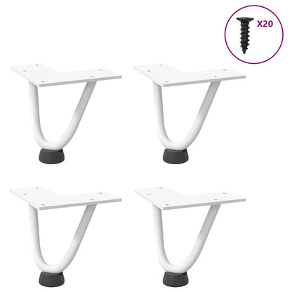 Gambe per Tavolo a Forcina 4 pz Bianco 10 cm Acciaio Massiccio