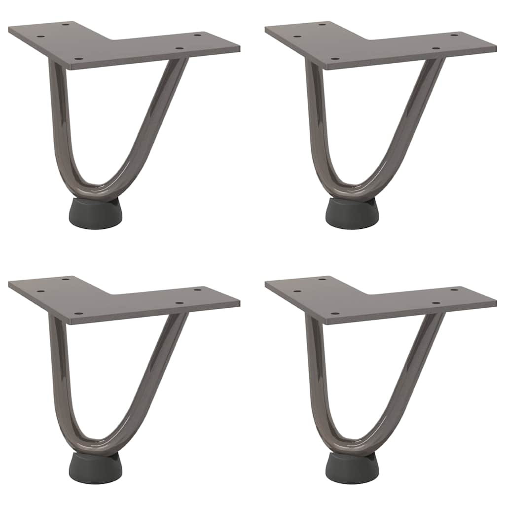 Gambe a forcina per tavolino 4 pz in acciaio naturale 10 cm