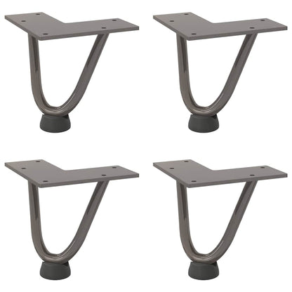 Gambe a forcina per tavolino 4 pz in acciaio naturale 10 cm