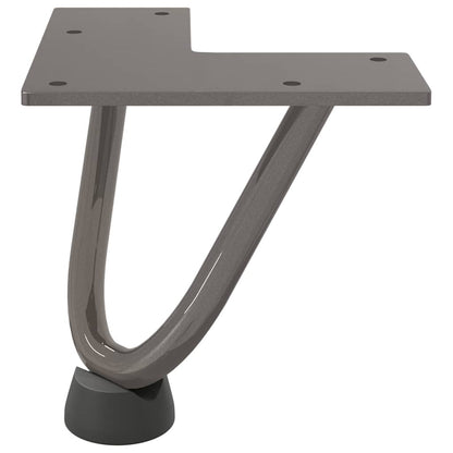 Gambe a forcina per tavolino 4 pz in acciaio naturale 10 cm