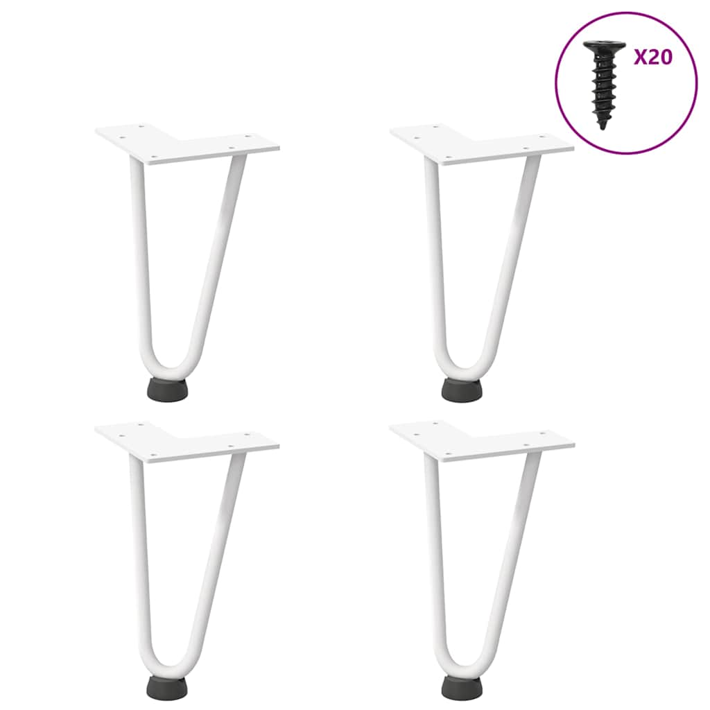 Gambe per Tavolo a Forcina 4 pz Bianco 20 cm Acciaio Massiccio