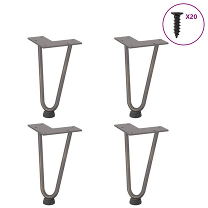 Gambe Tavolo a Forcina 4 pz 20 cm Acciaio Massiccio