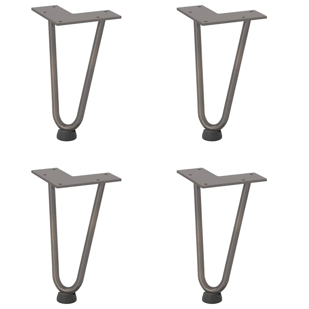 Gambe a forcina per tavolino 4 pz in acciaio naturale 20 cm