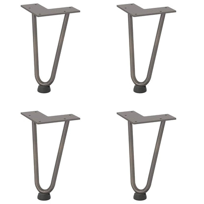 Gambe a forcina per tavolino 4 pz in acciaio naturale 20 cm