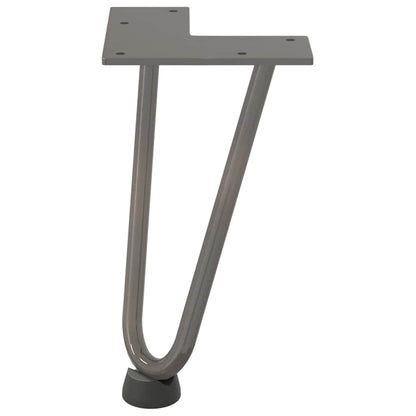 Gambe a forcina per tavolino 4 pz in acciaio naturale 20 cm