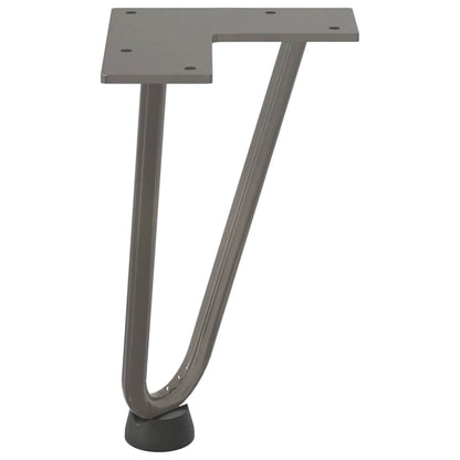Gambe a forcina per tavolino 4 pz in acciaio naturale 20 cm