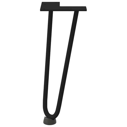 Gambe per Tavolo a Forcina 4 pz Nero 30 cm in Acciaio Massiccio