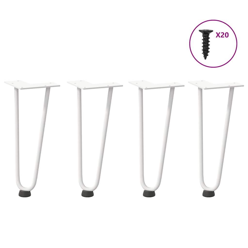 Gambe per Tavolo a Forcina 4 pz Bianco 30 cm Acciaio Massiccio