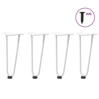 Gambe per Tavolo a Forcina 4 pz Bianco 30 cm Acciaio Massiccio