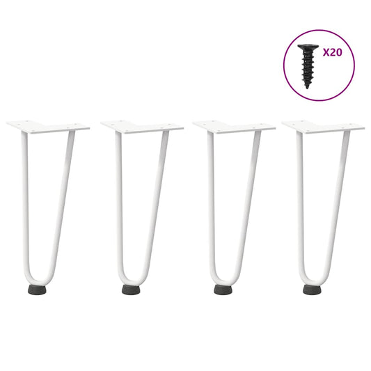 Gambe per Tavolo a Forcina 4 pz Bianco 30 cm Acciaio Massiccio