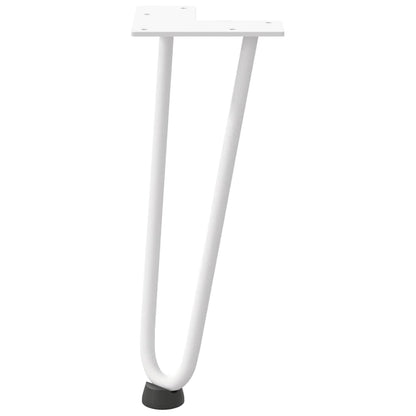 Gambe per Tavolo a Forcina 4 pz Bianco 30 cm Acciaio Massiccio