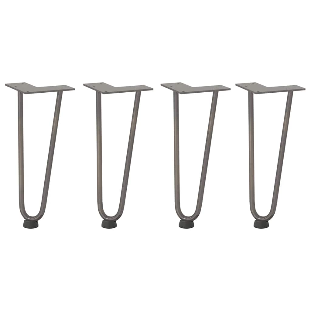 Gambe a forcina per tavolino 4 pz in acciaio naturale 30 cm