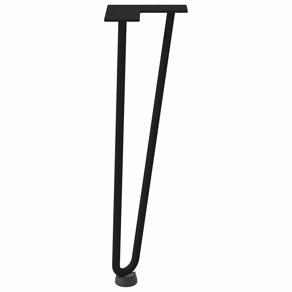 Gambe per Tavolo a Forcina 4 pz Nero 42 cm in Acciaio Massiccio