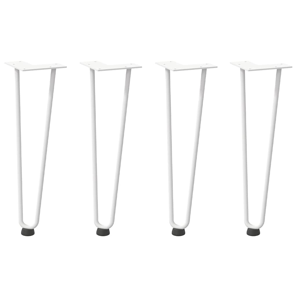 Gambe per Tavolo a Forcina 4 pz Bianco 42 cm Acciaio Massiccio