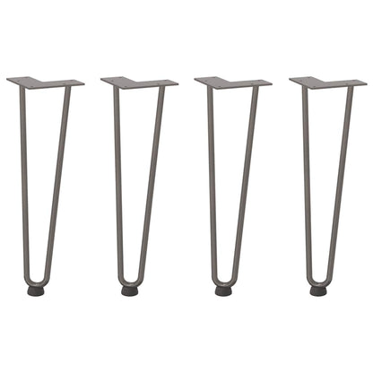 Gambe a forcina per tavolino 4 pz in acciaio naturale 42 cm
