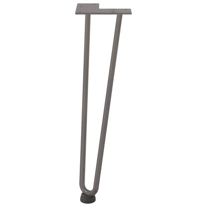 Gambe a forcina per tavolino 4 pz in acciaio naturale 42 cm