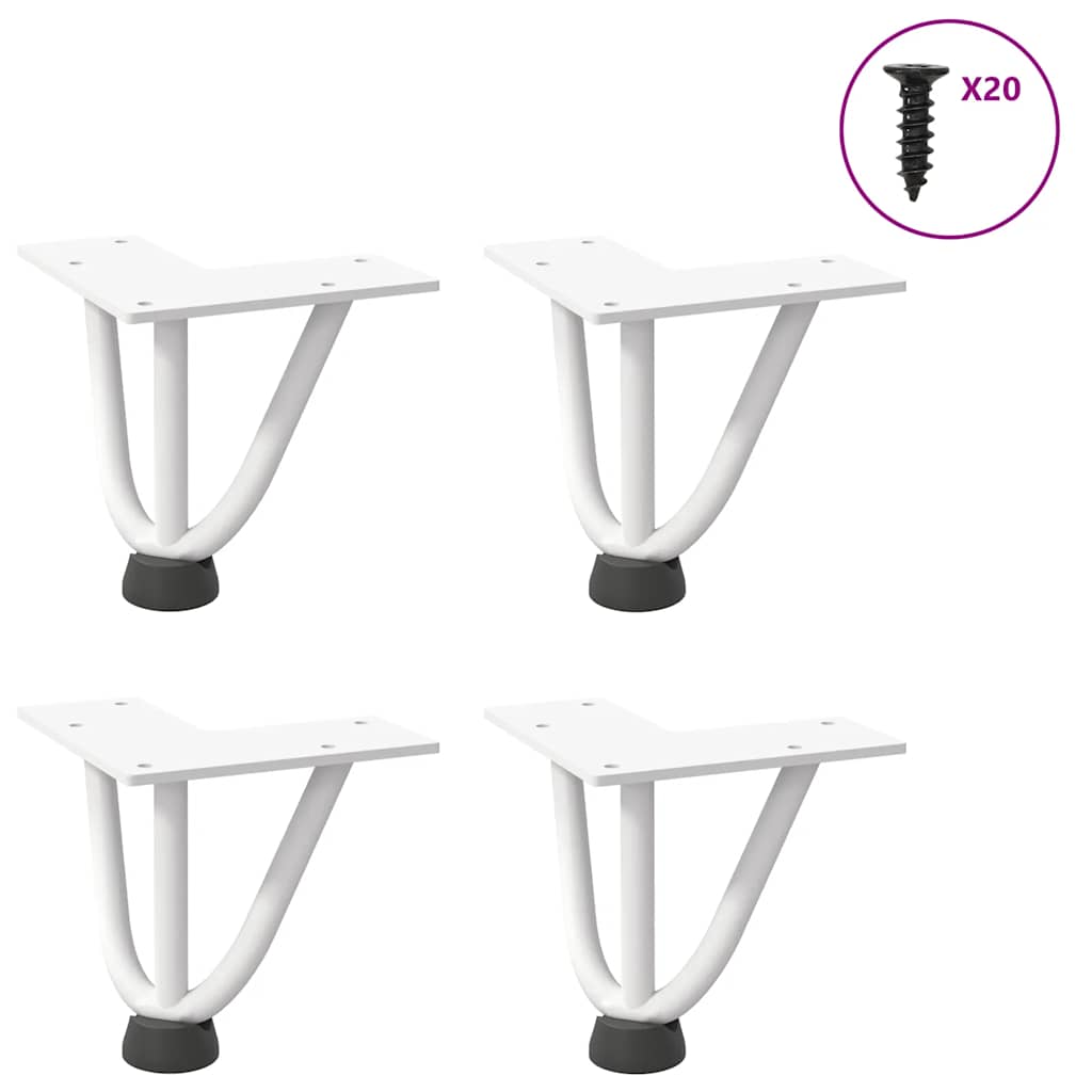 Gambe per Tavolo a Forcina 4 pz Bianco 10 cm Acciaio Massiccio