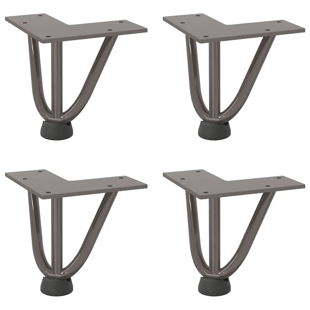 Gambe a forcina per tavolino 4 pz in acciaio naturale 10 cm