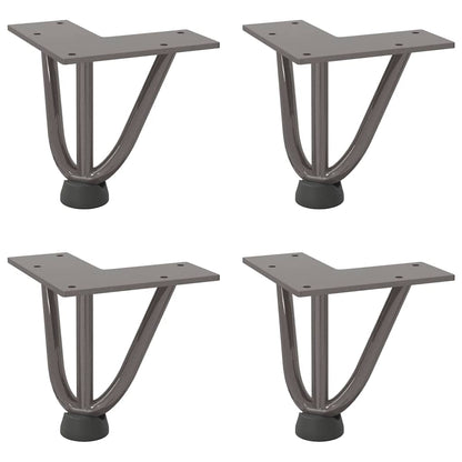 Gambe a forcina per tavolino 4 pz in acciaio naturale 10 cm