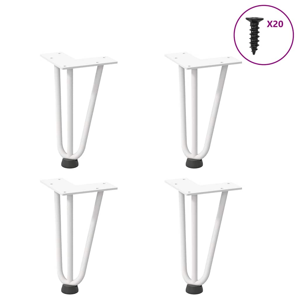 Gambe per Tavolo a Forcina 4 pz Bianco 20 cm Acciaio Massiccio