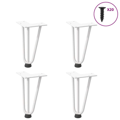 Gambe per Tavolo a Forcina 4 pz Bianco 20 cm Acciaio Massiccio