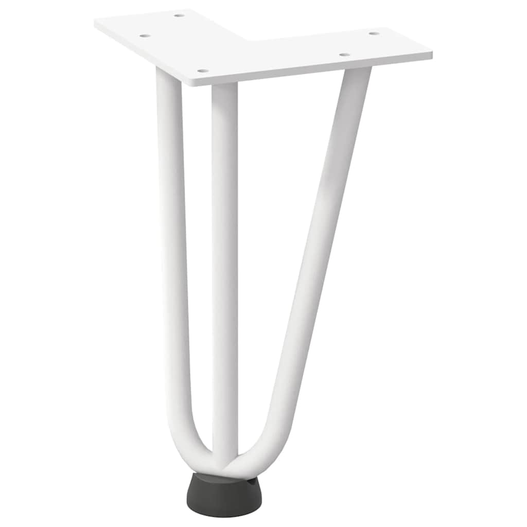 Gambe per Tavolo a Forcina 4 pz Bianco 20 cm Acciaio Massiccio