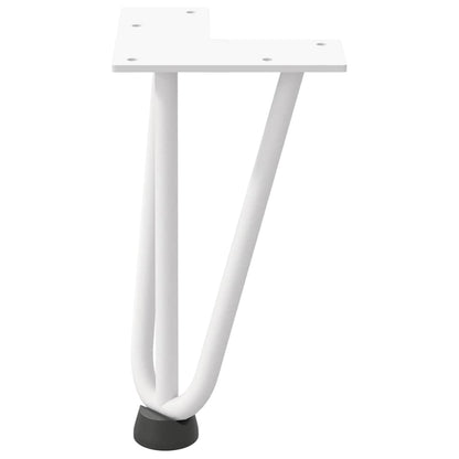 Gambe per Tavolo a Forcina 4 pz Bianco 20 cm Acciaio Massiccio