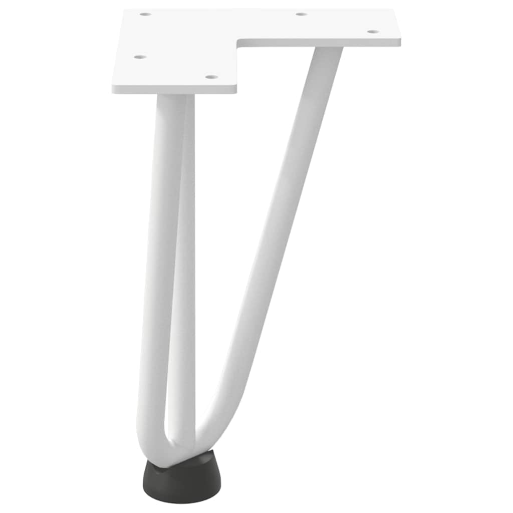 Gambe per Tavolo a Forcina 4 pz Bianco 20 cm Acciaio Massiccio