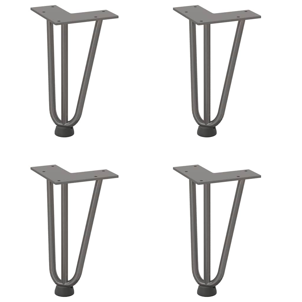 Gambe a forcina per tavolino 4 pz in acciaio naturale 20 cm