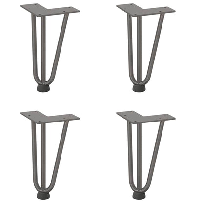 Gambe a forcina per tavolino 4 pz in acciaio naturale 20 cm