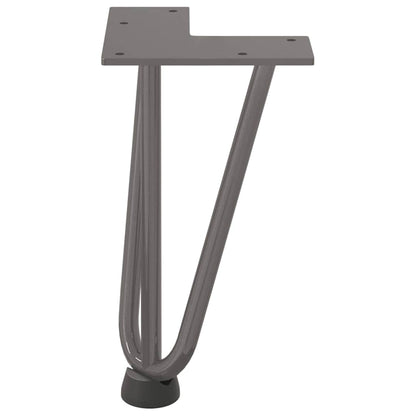 Gambe a forcina per tavolino 4 pz in acciaio naturale 20 cm