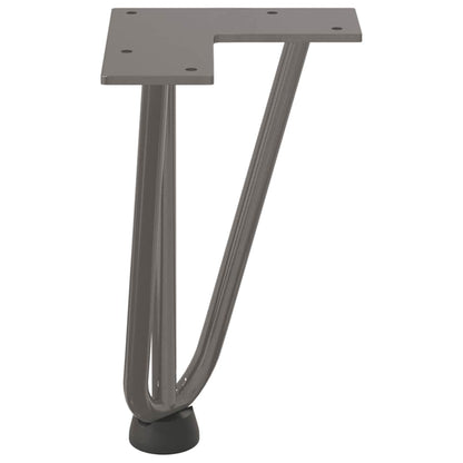 Gambe a forcina per tavolino 4 pz in acciaio naturale 20 cm