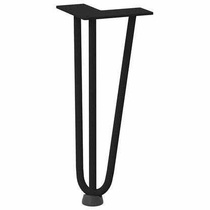 Gambe per Tavolo a Forcina 4 pz Nero 30 cm in Acciaio Massiccio