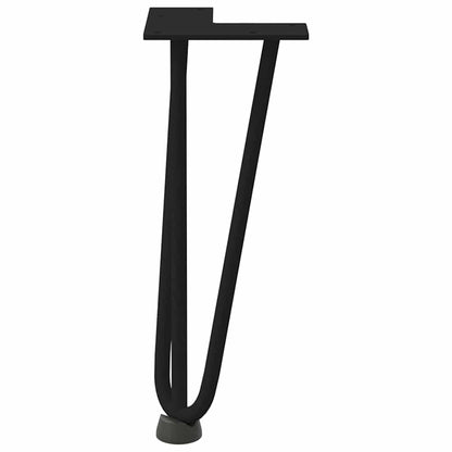 Gambe per Tavolo a Forcina 4 pz Nero 30 cm in Acciaio Massiccio