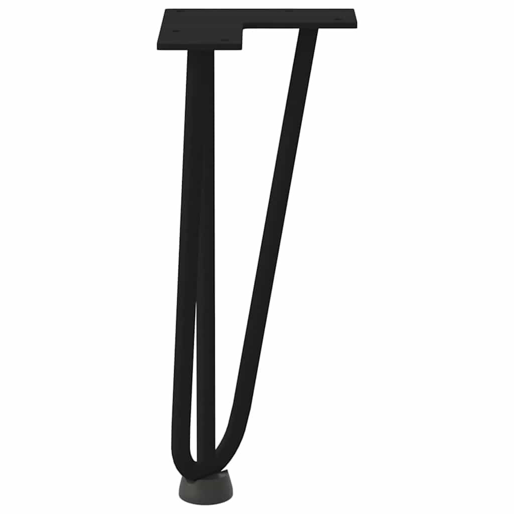 Gambe per Tavolo a Forcina 4 pz Nero 30 cm in Acciaio Massiccio