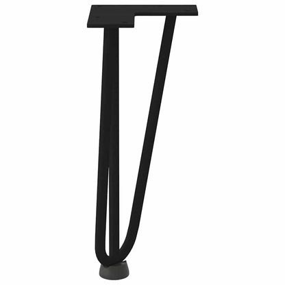 Gambe per Tavolo a Forcina 4 pz Nero 30 cm in Acciaio Massiccio