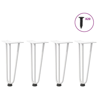 Gambe per Tavolo a Forcina 4 pz Bianco 30 cm Acciaio Massiccio