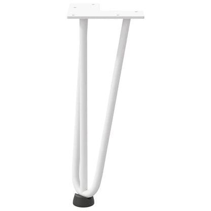 Gambe per Tavolo a Forcina 4 pz Bianco 30 cm Acciaio Massiccio